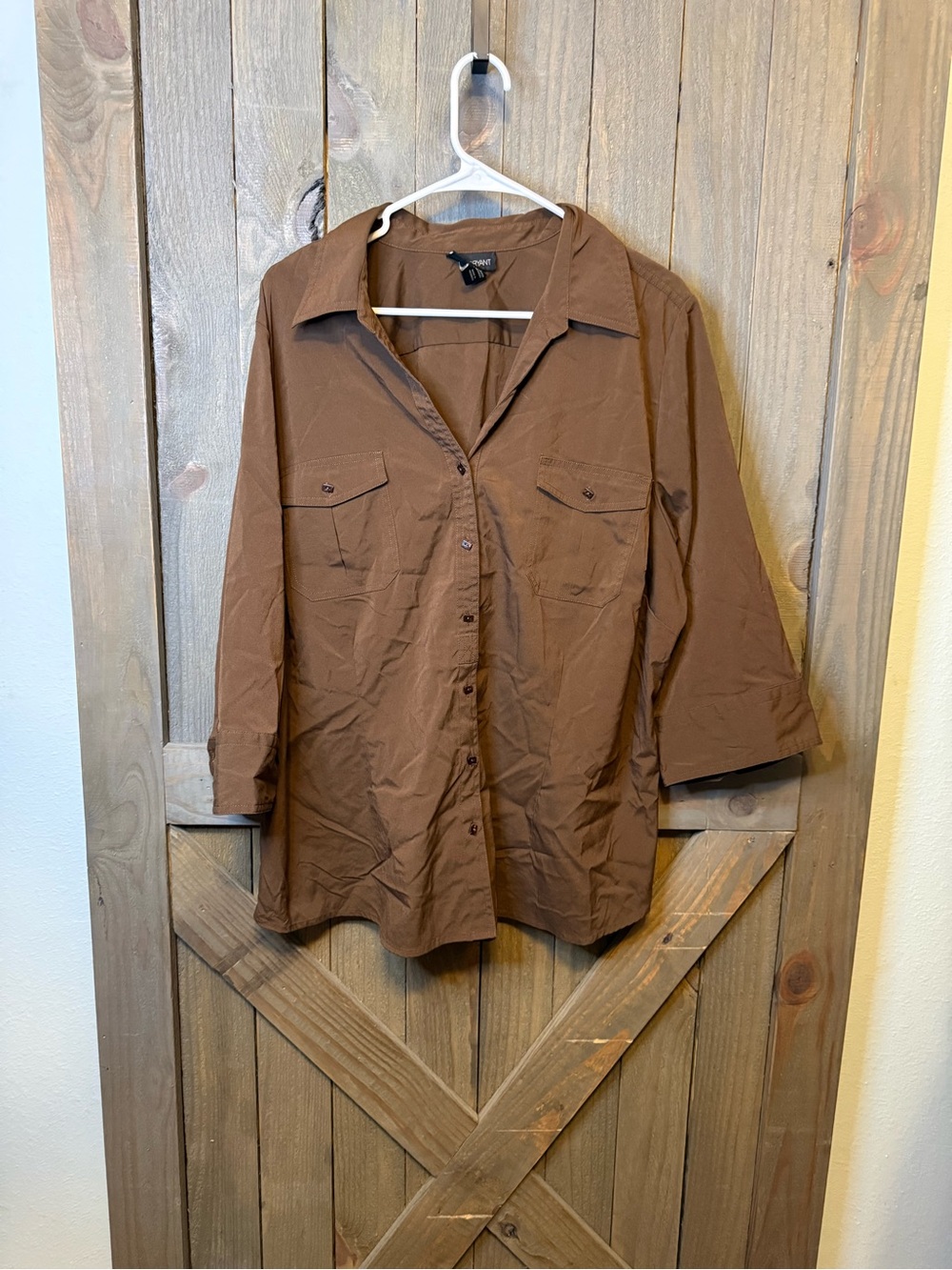 Lane Bryant Brown Casual Button-Down Shirt